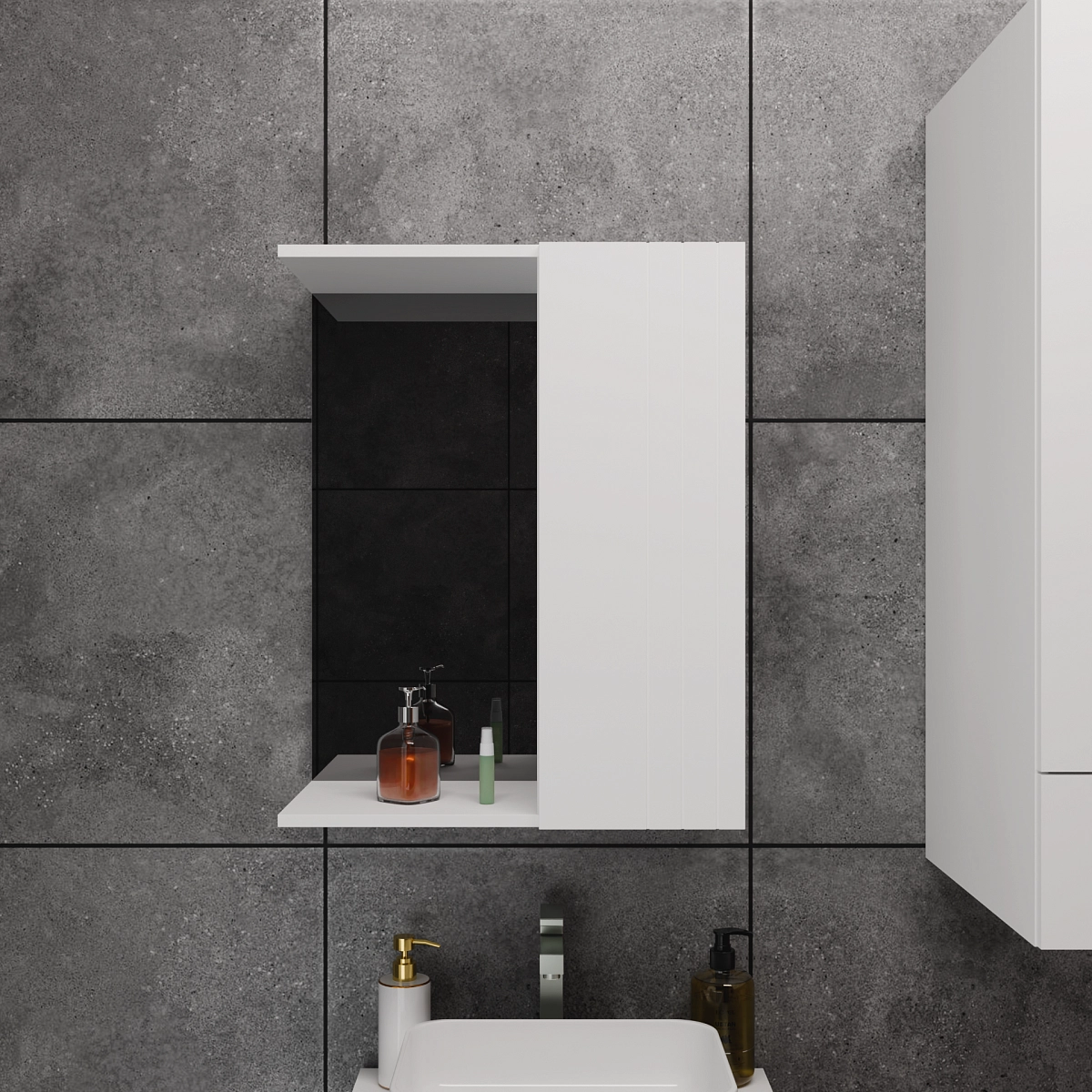 Шкаф с зеркалом подвесной Небула Белый